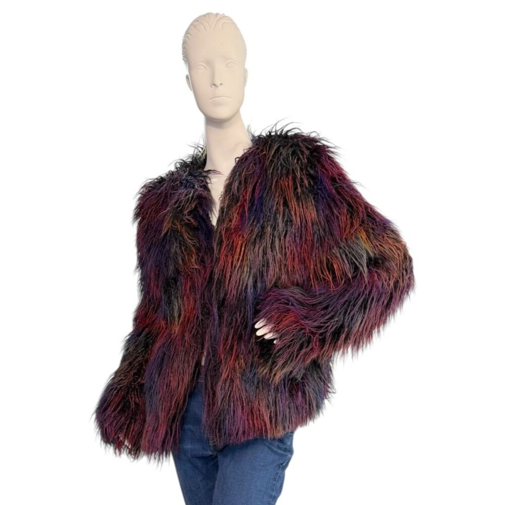 SpiritHoods Faux Fur Shaggy 70s Multicolor Jacket Collectors Edition $450 Size S